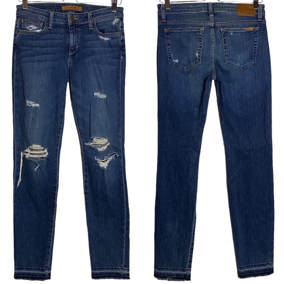Joe's Jeans The Cigarette Straight Ankle Becka Jeans Distressed Mid Rise 27 - Picture 2 of 16